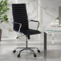 Design bureaustoel Vogue, verchroomd frame, hoge rugleuning