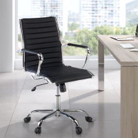 Design bureaustoel Vogue, verchroomd frame, lage rugleuning