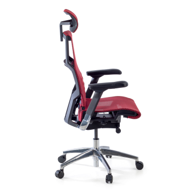 ergonomische bureaustoel rood zwarte structuur netstof mesh 5d verstelbare armleuningen lumbale steun hoofdsteun 7