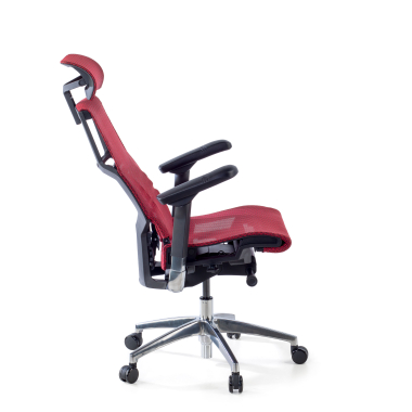 ergonomische bureaustoel rood zwarte structuur netstof mesh 5d verstelbare armleuningen lumbale steun hoofdsteun 5