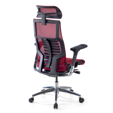 ergonomische bureaustoel rood zwarte structuur netstof mesh 5d verstelbare armleuningen lumbale steun hoofdsteun 8