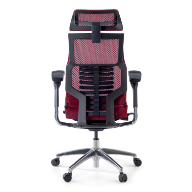 ergonomische bureaustoel rood zwarte structuur netstof mesh 5d verstelbare armleuningen lumbale steun hoofdsteun 6