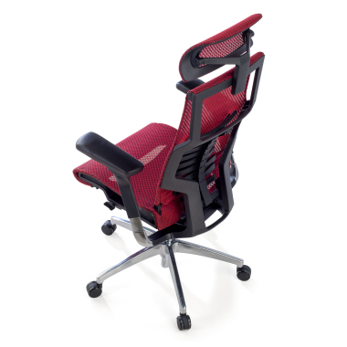 ergonomische bureaustoel rood zwarte structuur netstof mesh 5d verstelbare armleuningen lumbale steun hoofdsteun 9