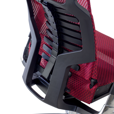 ergonomische bureaustoel rood zwarte structuur netstof mesh 5d verstelbare armleuningen lumbale steun hoofdsteun 4