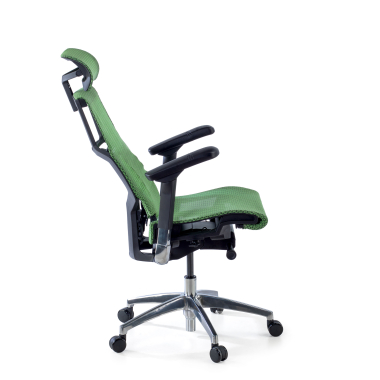 ergonomische bureaustoel groen zwarte structuur netstof mesh 5d verstelbare armleuningen lumbale steun hoofdsteun 5