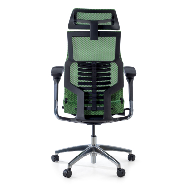 ergonomische bureaustoel groen zwarte structuur netstof mesh 5d verstelbare armleuningen lumbale steun hoofdsteun 6