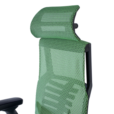 ergonomische bureaustoel groen zwarte structuur netstof mesh 5d verstelbare armleuningen lumbale steun hoofdsteun 10