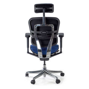 ergonomische bureaustoel blauw zwarte structuur volledig gestoffeerd stof beweegbare armleuningen hoofdsteun 9