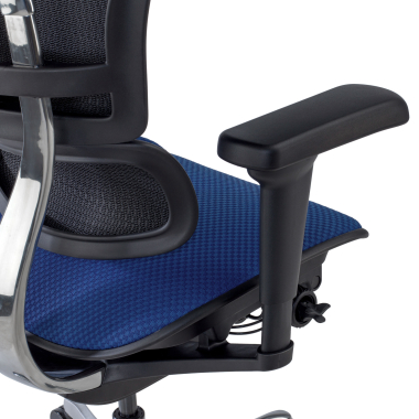 ergonomische bureaustoel blauw zwarte structuur volledig gestoffeerd stof beweegbare armleuningen hoofdsteun 6