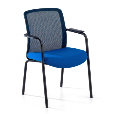bezoekersstoel blauw siena netstof mesh vaste armleuningen 1
