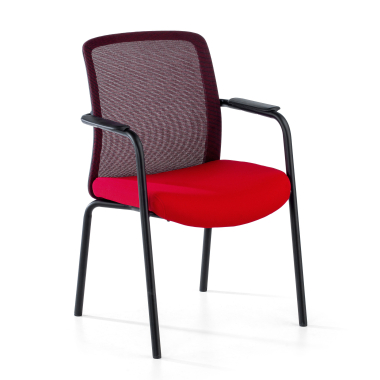 bezoekersstoel rood siena netstof mesh vaste armleuningen 1