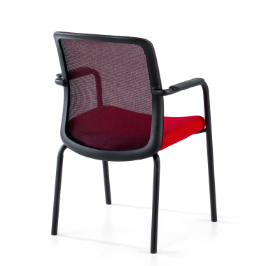 bezoekersstoel rood siena netstof mesh vaste armleuningen 5