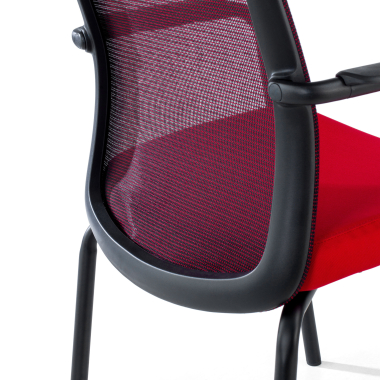 bezoekersstoel rood siena netstof mesh vaste armleuningen 10
