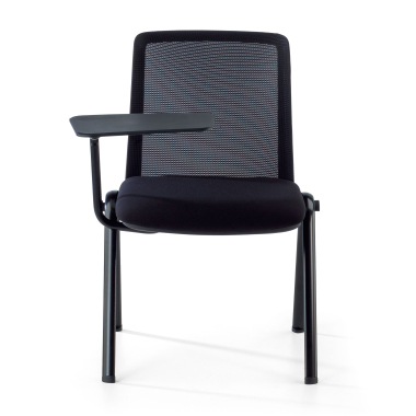 stoel met schrijfblad zwart bureau standaard netstof mesh zonder armleuningen 7