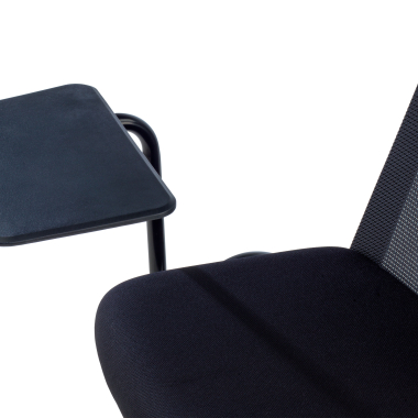 stoel met schrijfblad zwart bureau standaard netstof mesh zonder armleuningen 9