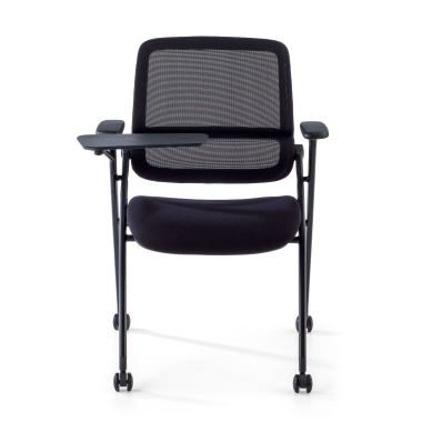 stoel met schrijfblad zwart met schrijfblad wielen netstof mesh beweegbare armleuningen 6