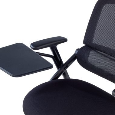 stoel met schrijfblad zwart met schrijfblad wielen netstof mesh beweegbare armleuningen 10