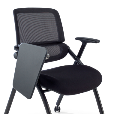 stoel met schrijfblad zwart met schrijfblad wielen netstof mesh beweegbare armleuningen 9