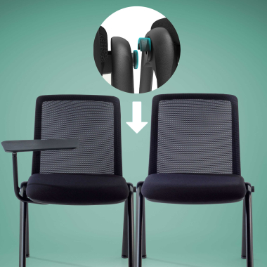 stoel met schrijfblad zwart bureau standaard netstof mesh zonder armleuningen 5