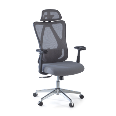 ergonomische bureaustoel grijs matrix netstof mesh beweegbare armleuningen lumbale steun hoofdsteun 1