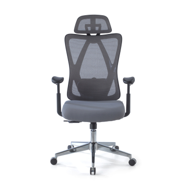 ergonomische bureaustoel grijs matrix netstof mesh beweegbare armleuningen lumbale steun hoofdsteun 3