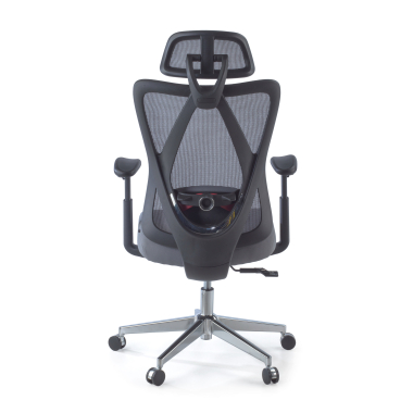 ergonomische bureaustoel grijs matrix netstof mesh beweegbare armleuningen lumbale steun hoofdsteun 6