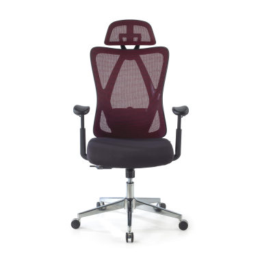 ergonomische bureaustoel rood matrix netstof mesh beweegbare armleuningen lumbale steun hoofdsteun 3