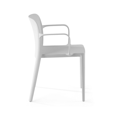 vergaderstoel wit loop kunststof vaste armleuningen 4