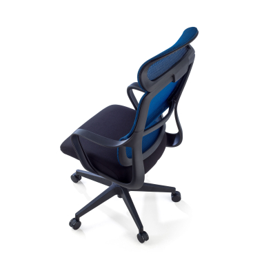 bureaustoel blauw nebula netstof mesh vaste armleuningen lumbale steun hoofdsteun 9