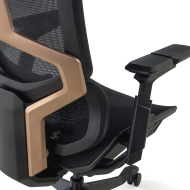 ergonomische bureaustoel zwart aeromax zwarte structuur netstof mesh 5d verstelbare armleuningen dubbele lumbale steun hoofdsteun 9
