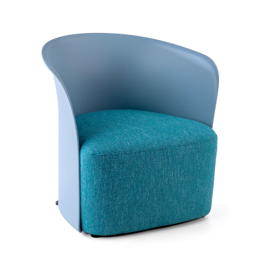 wachtkamerstoel blauw duomo stof vaste armleuningen 1