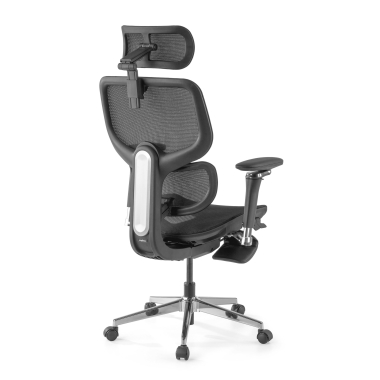 ergonomische bureaustoel zwart erghos x2 netstof mesh 5d verstelbare armleuningen dubbele lumbale steun hoofdsteun uitschuifbare voetensteun 12