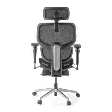 ergonomische bureaustoel zwart erghos x2 netstof mesh 5d verstelbare armleuningen dubbele lumbale steun hoofdsteun uitschuifbare voetensteun 7