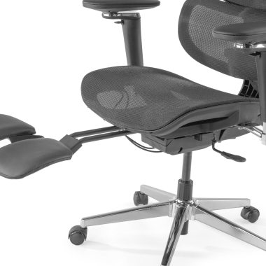 ergonomische bureaustoel zwart erghos x2 netstof mesh 5d verstelbare armleuningen dubbele lumbale steun hoofdsteun uitschuifbare voetensteun 9