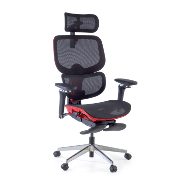 ergonomische bureaustoel rood erghos x2 netstof mesh 5d verstelbare armleuningen dubbele lumbale steun hoofdsteun uitschuifbare voetensteun 12
