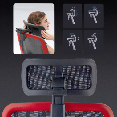 ergonomische bureaustoel rood erghos x2 netstof mesh 5d verstelbare armleuningen dubbele lumbale steun hoofdsteun uitschuifbare voetensteun 5
