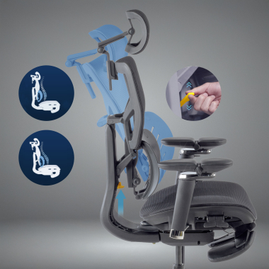 ergonomische bureaustoel zwart erghos x3 netstof mesh 5d verstelbare armleuningen dubbele lumbale steun hoofdsteun 5