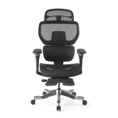 ergonomische bureaustoel zwart erghos x4 pro netstof mesh 6d verstelbare armleuningen dubbele lumbale steun hoofdsteun uitschuifbare voetensteun 10