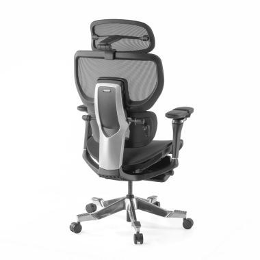 ergonomische bureaustoel zwart erghos x4 pro netstof mesh 6d verstelbare armleuningen dubbele lumbale steun hoofdsteun uitschuifbare voetensteun 15