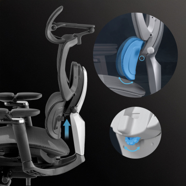 ergonomische bureaustoel zwart erghos x4 pro netstof mesh 6d verstelbare armleuningen dubbele lumbale steun hoofdsteun uitschuifbare voetensteun 5