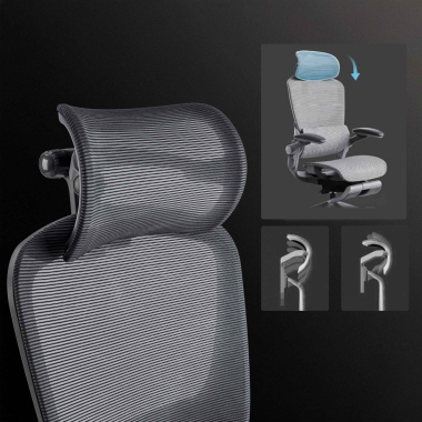 ergonomische bureaustoel zwart erghos x1 netstof mesh 3d verstelbare armleuningen dubbele lumbale steun hoofdsteun 6