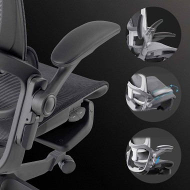 ergonomische bureaustoel zwart erghos x1 netstof mesh 3d verstelbare armleuningen dubbele lumbale steun hoofdsteun 5