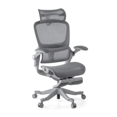 ergonomische bureaustoel wit grijs erghos x1 netstof mesh 3d verstelbare armleuningen dubbele lumbale steun hoofdsteun 8