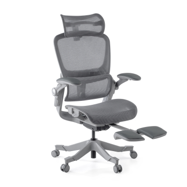 ergonomische bureaustoel wit grijs erghos x1 netstof mesh 3d verstelbare armleuningen dubbele lumbale steun hoofdsteun 1