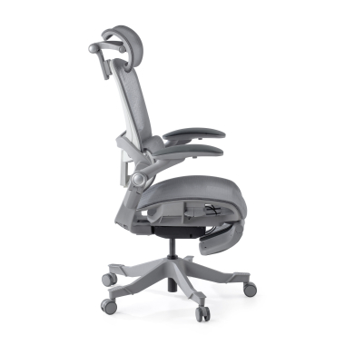 ergonomische bureaustoel wit grijs erghos x1 netstof mesh 3d verstelbare armleuningen dubbele lumbale steun hoofdsteun 9