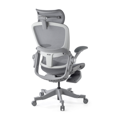 ergonomische bureaustoel wit grijs erghos x1 netstof mesh 3d verstelbare armleuningen dubbele lumbale steun hoofdsteun 12