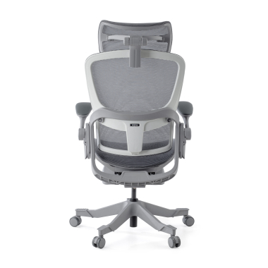 ergonomische bureaustoel wit grijs erghos x1 netstof mesh 3d verstelbare armleuningen dubbele lumbale steun hoofdsteun 11