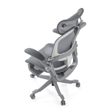 ergonomische bureaustoel wit grijs erghos x1 netstof mesh 3d verstelbare armleuningen dubbele lumbale steun hoofdsteun 14