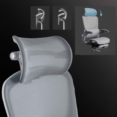 ergonomische bureaustoel wit grijs erghos x1 netstof mesh 3d verstelbare armleuningen dubbele lumbale steun hoofdsteun 6