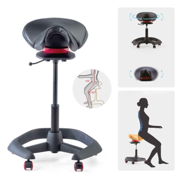 ergonomische kruk zwart irest kunstleder zonder armleuningen 3
